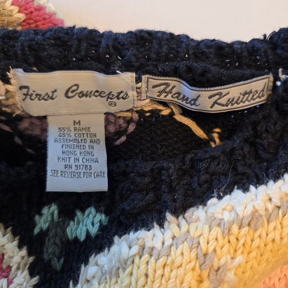 Vintage First Concepts Hand Knitted Sweater Women's M Cottagecore Grannycore - Picture 6 of 10